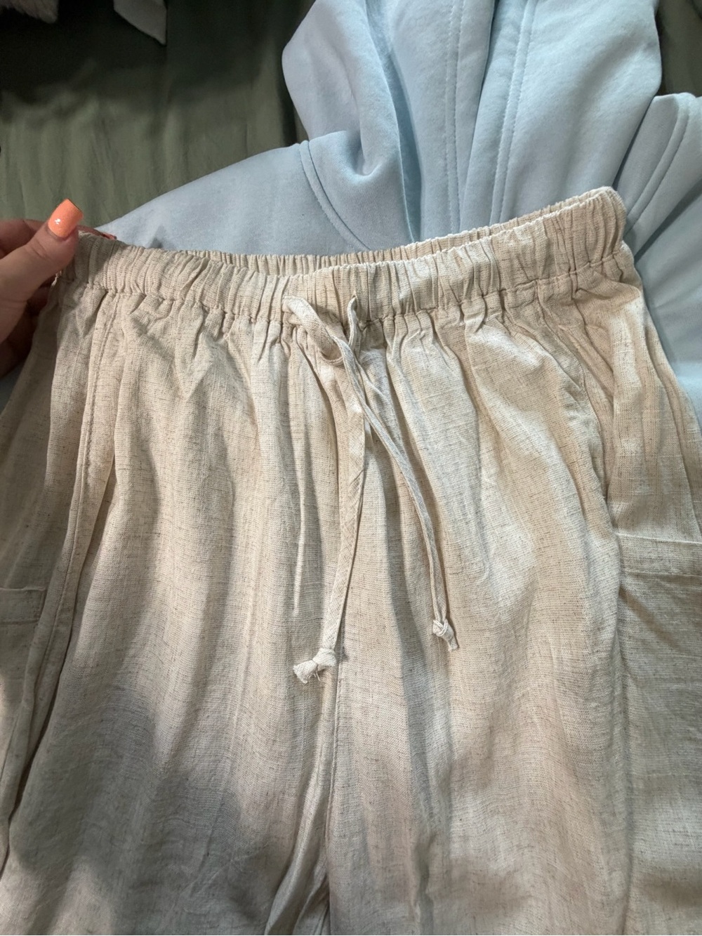 TARSE Oatmeal Linen Blend Wide Leg Lounge Pants Size Small